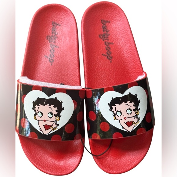 Betty Boop Vibrant Red Slide Sandals – Cartoon Graphic – Size 8 - Picture 1 of 6